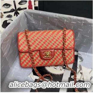 Shop Cheap Chanel Flap Shoulder Bag Weave AS2418 red