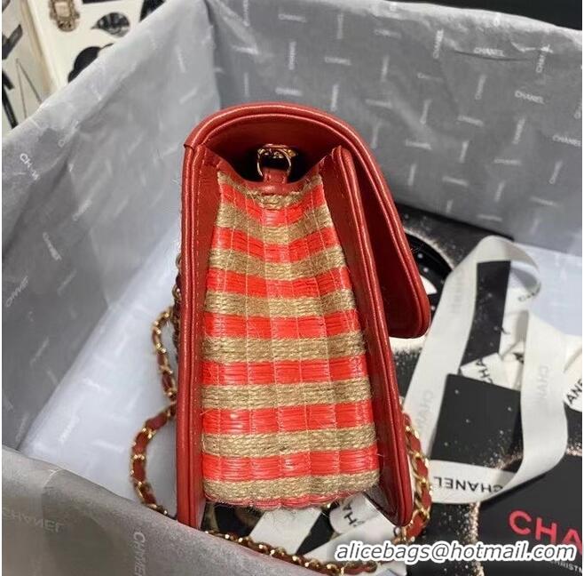 Shop Cheap Chanel Flap Shoulder Bag Weave AS2418 red