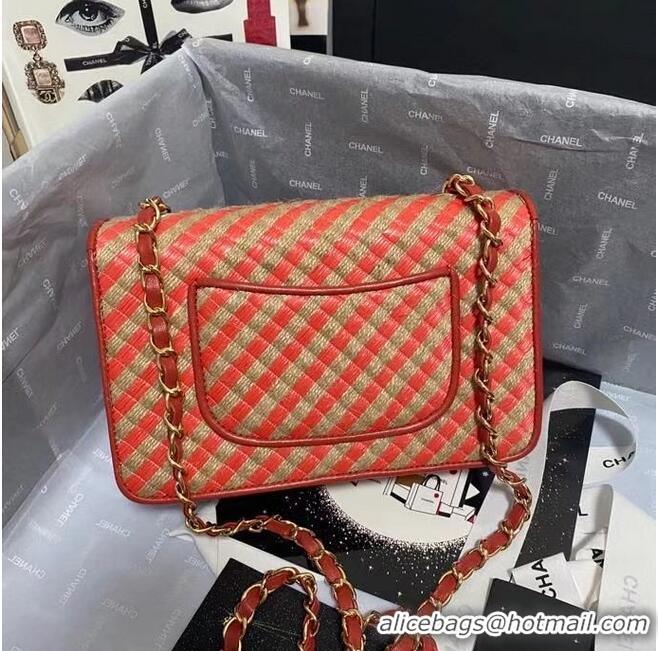 Shop Cheap Chanel Flap Shoulder Bag Weave AS2418 red