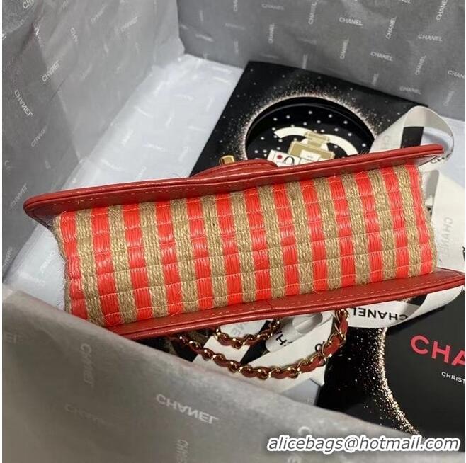 Shop Cheap Chanel Flap Shoulder Bag Weave AS2418 red