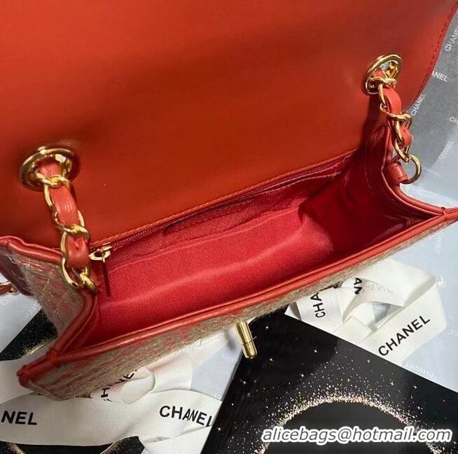 Shop Cheap Chanel Flap Shoulder Bag Weave AS2418 red