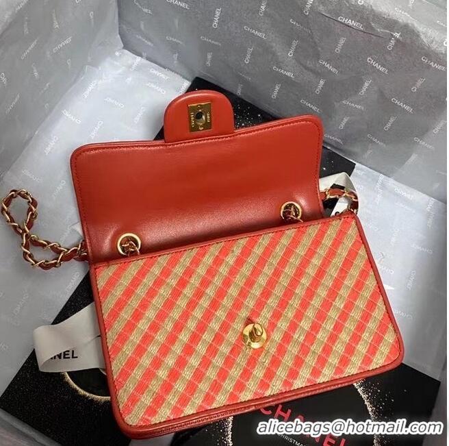 Shop Cheap Chanel Flap Shoulder Bag Weave AS2418 red