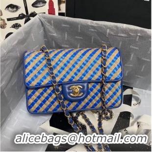 Unique Grade Chanel Flap Shoulder Bag Weave AS2418 blue