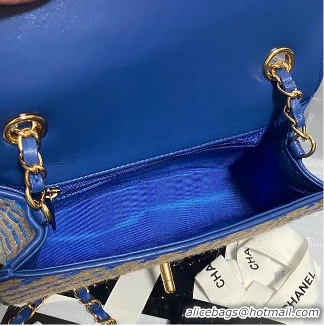 Unique Grade Chanel Flap Shoulder Bag Weave AS2418 blue