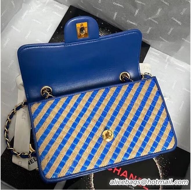 Unique Grade Chanel Flap Shoulder Bag Weave AS2418 blue