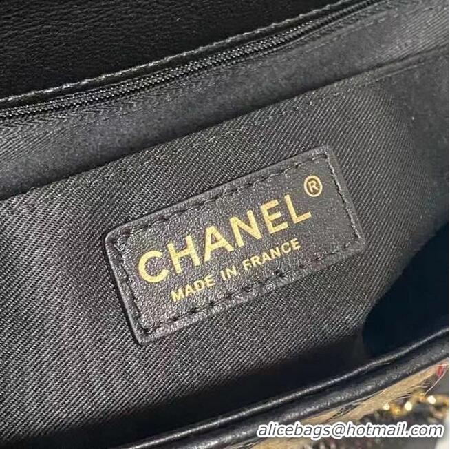 Best Price Chanel Flap Shoulder Bag Weave AS2419 black