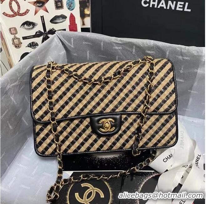 Best Price Chanel Flap Shoulder Bag Weave AS2419 black