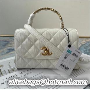 Super Quality Chanel mini flap bag with top handle AS2477 White