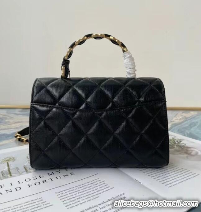 Top Quality Chanel mini flap bag with top handle AS2477 black