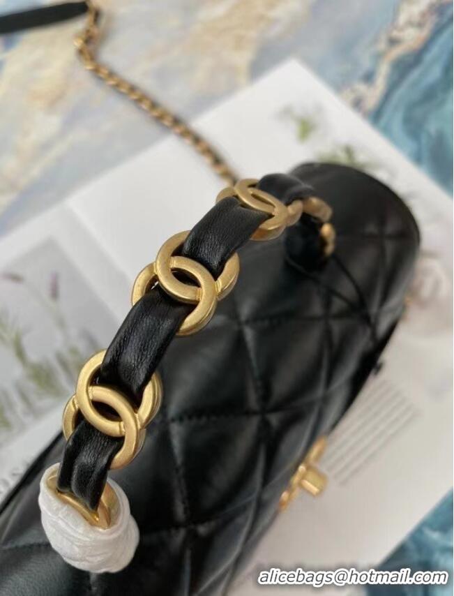 Top Quality Chanel mini flap bag with top handle AS2477 black