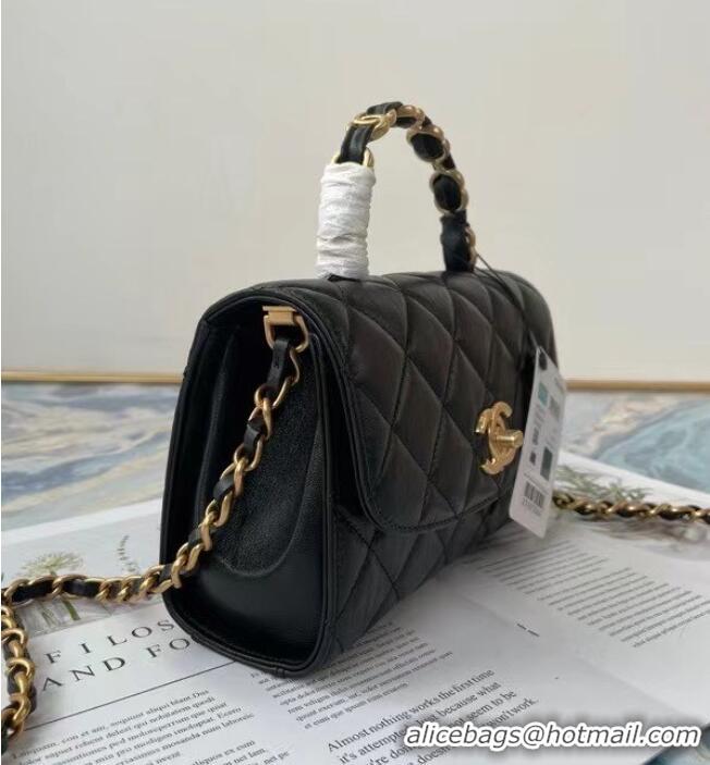 Top Quality Chanel mini flap bag with top handle AS2477 black