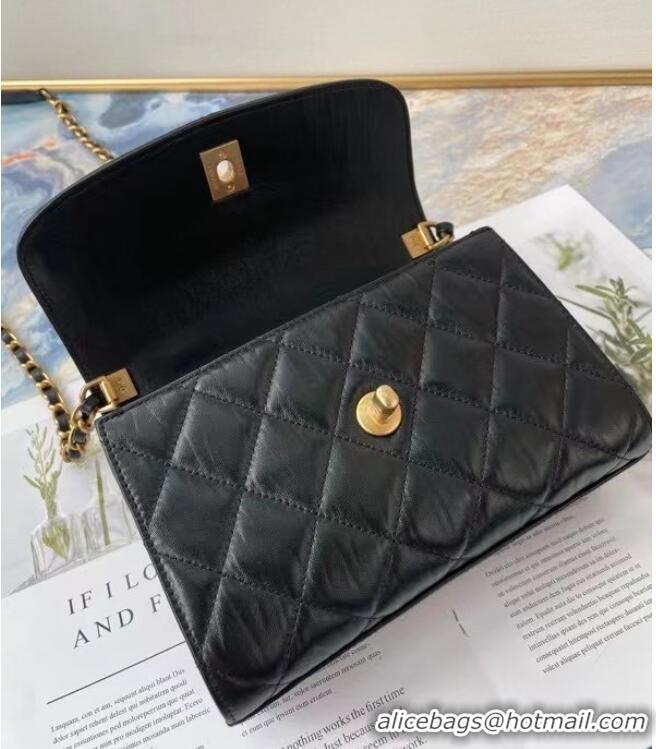 Top Quality Chanel mini flap bag with top handle AS2477 black