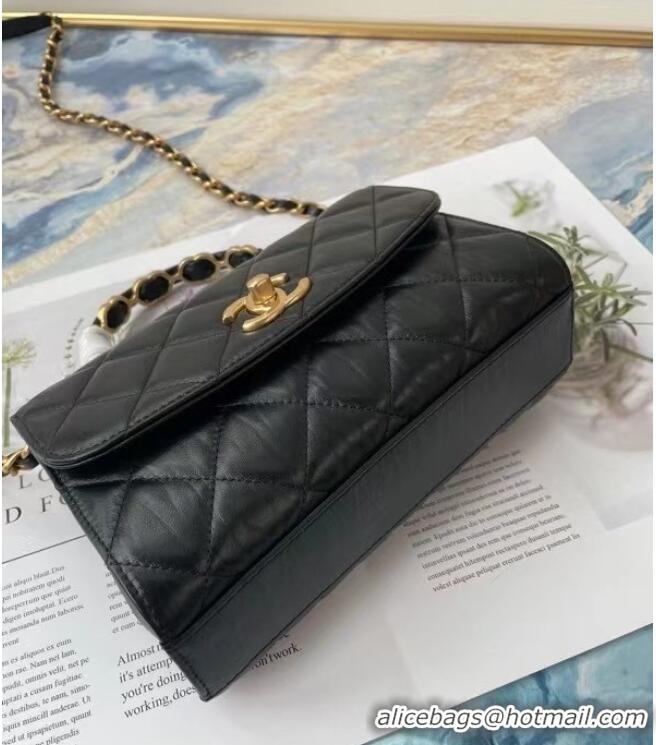 Top Quality Chanel mini flap bag with top handle AS2477 black