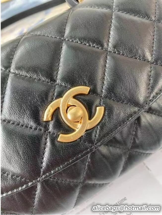 Top Quality Chanel mini flap bag with top handle AS2477 black