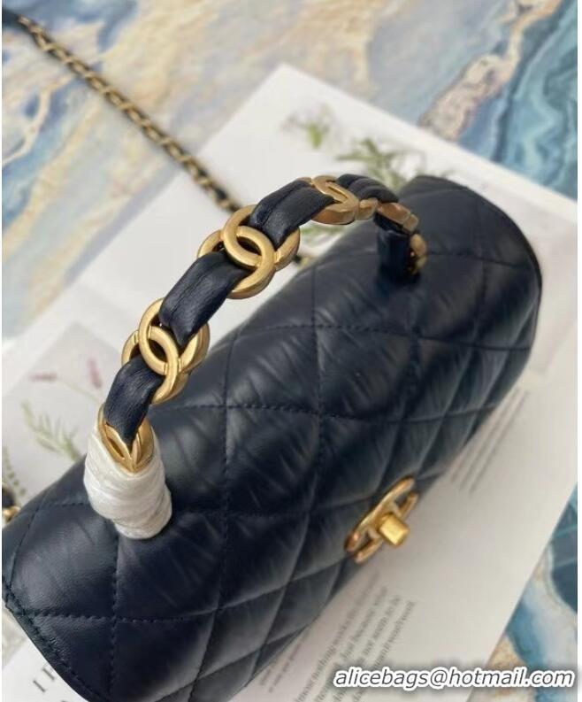 Popular Style Chanel mini flap bag with top handle AS2477 Royal Blue