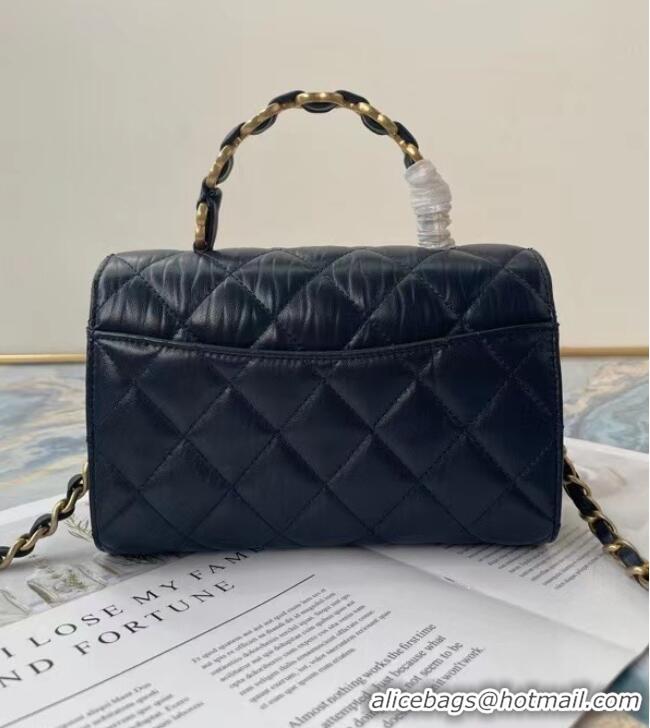 Popular Style Chanel mini flap bag with top handle AS2477 Royal Blue