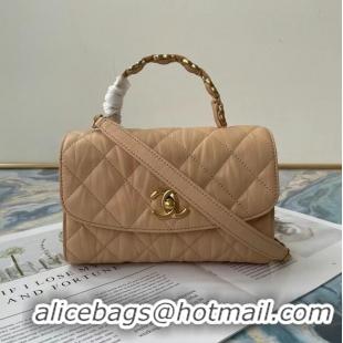 Luxury Cheap Chanel mini flap bag with top handle AS2477 Apricot