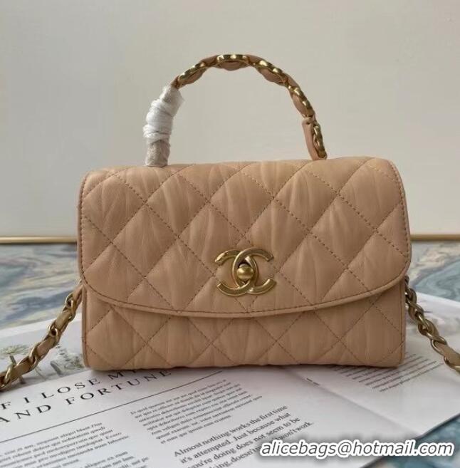 Luxury Cheap Chanel mini flap bag with top handle AS2477 Apricot