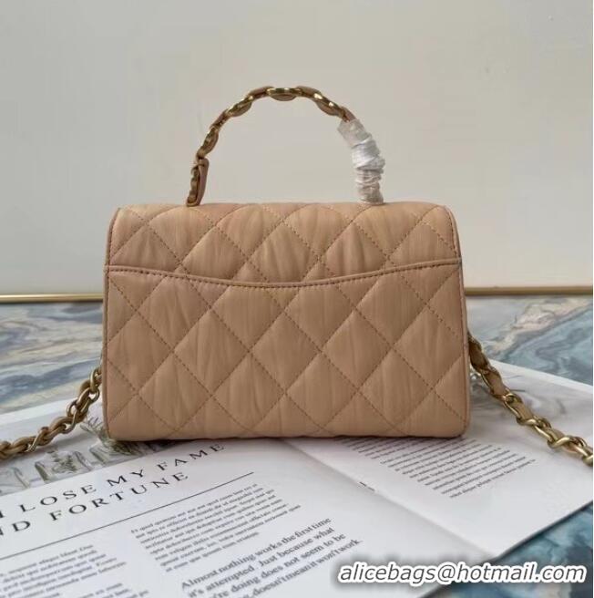 Luxury Cheap Chanel mini flap bag with top handle AS2477 Apricot