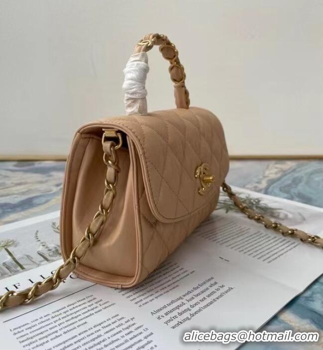 Luxury Cheap Chanel mini flap bag with top handle AS2477 Apricot