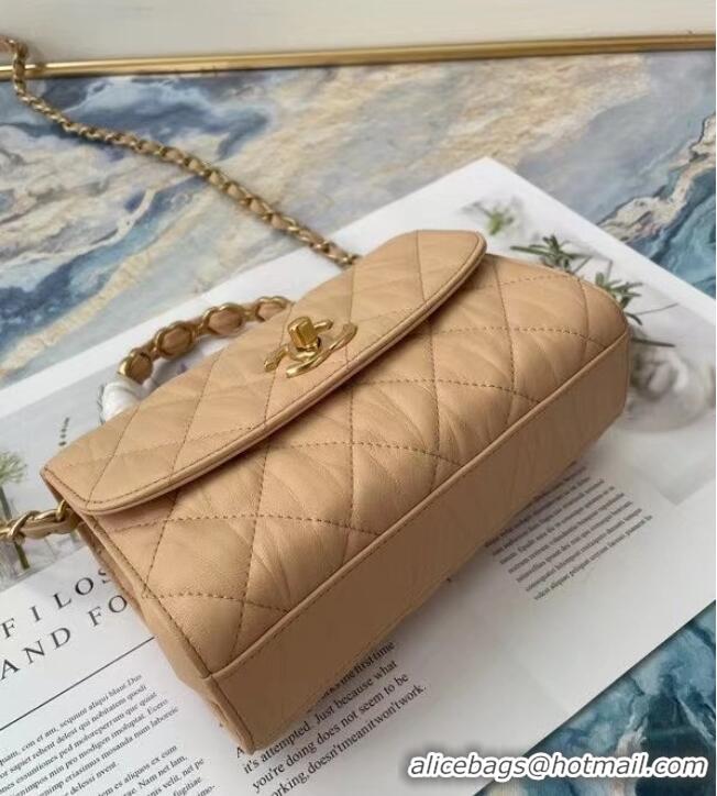 Luxury Cheap Chanel mini flap bag with top handle AS2477 Apricot