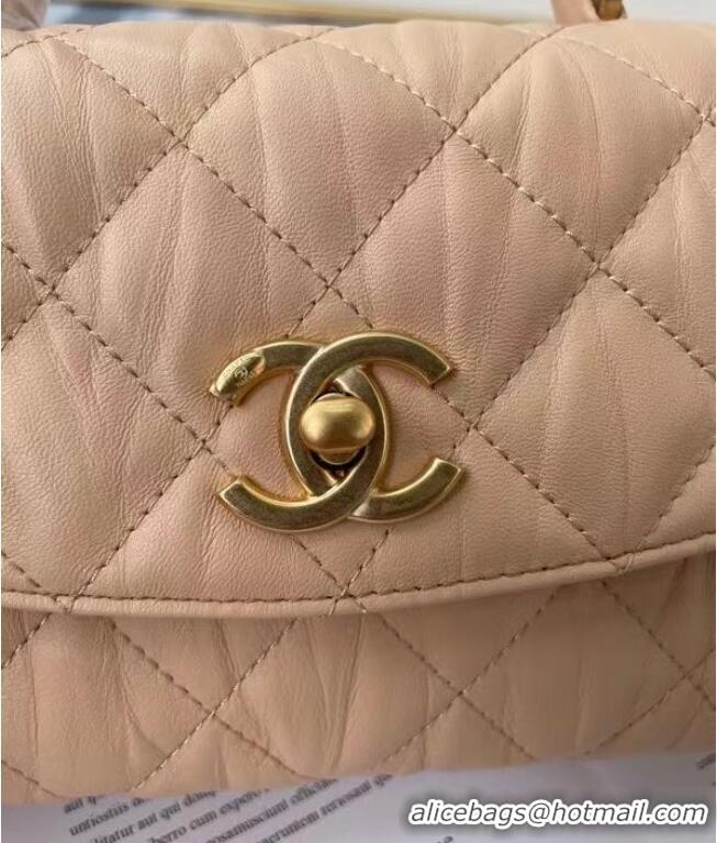 Luxury Cheap Chanel mini flap bag with top handle AS2477 Apricot