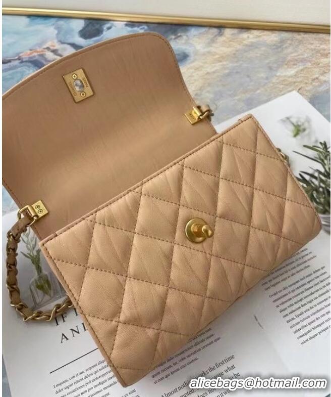 Luxury Cheap Chanel mini flap bag with top handle AS2477 Apricot