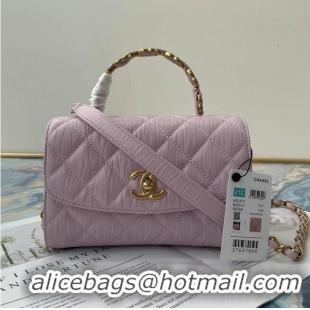 Super Quality Chanel mini flap bag with top handle AS2477 purple