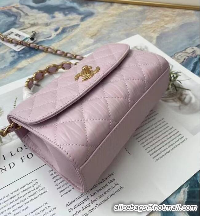 Super Quality Chanel mini flap bag with top handle AS2477 purple