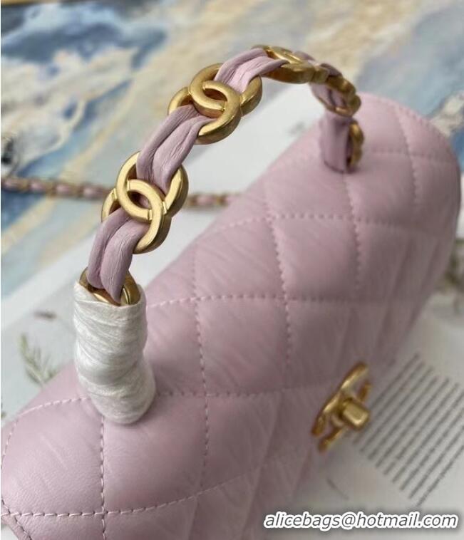 Super Quality Chanel mini flap bag with top handle AS2477 purple