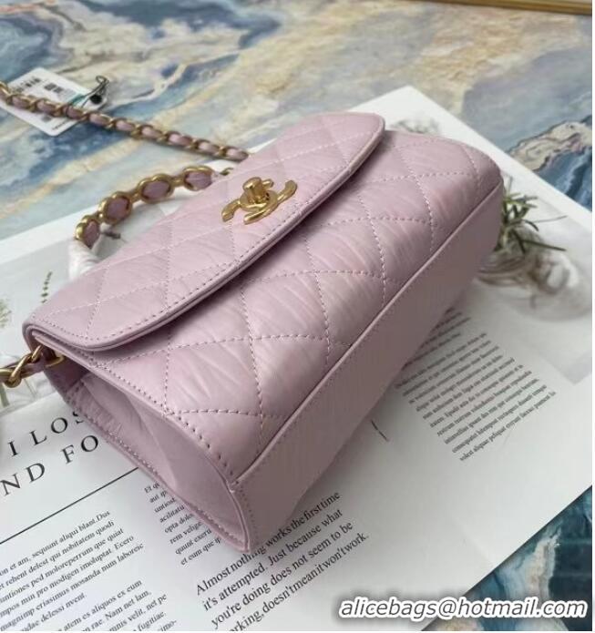 Super Quality Chanel mini flap bag with top handle AS2477 purple