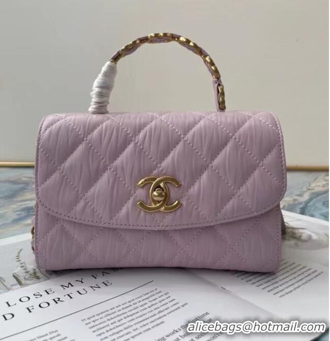 Super Quality Chanel mini flap bag with top handle AS2477 purple