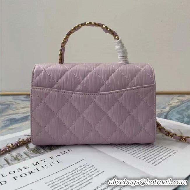 Super Quality Chanel mini flap bag with top handle AS2477 purple