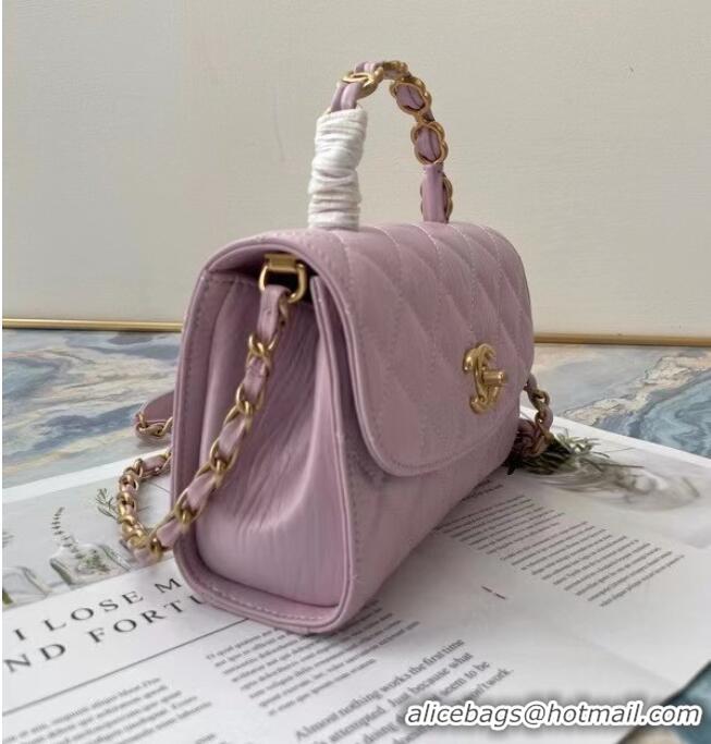 Super Quality Chanel mini flap bag with top handle AS2477 purple