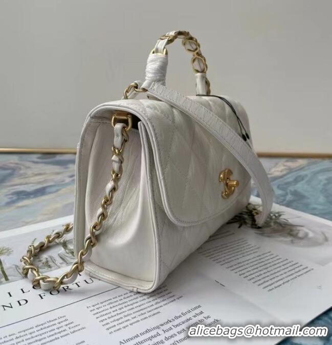 Top Design Chanel mini flap bag with top handle AS2478 white