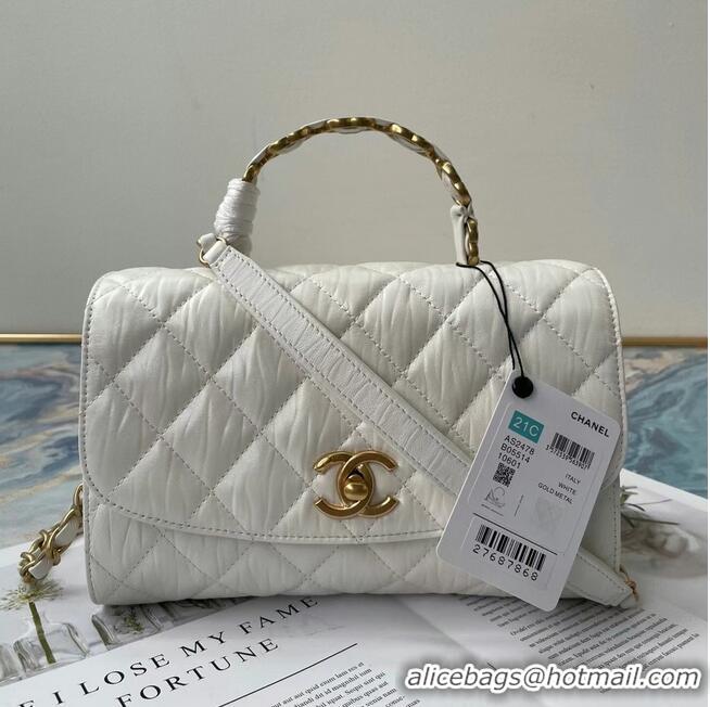 Top Design Chanel mini flap bag with top handle AS2478 white