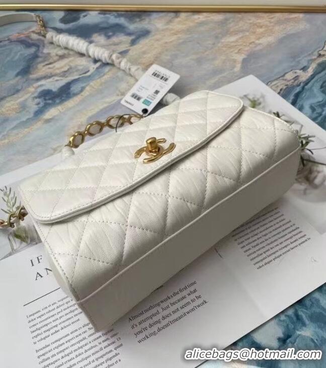 Top Design Chanel mini flap bag with top handle AS2478 white