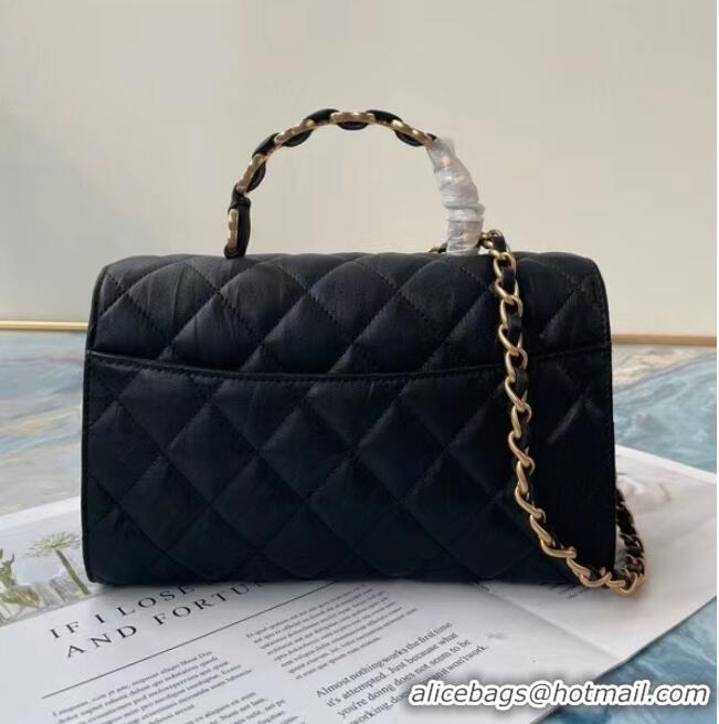 Cheapest Chanel mini flap bag with top handle AS2478 Black