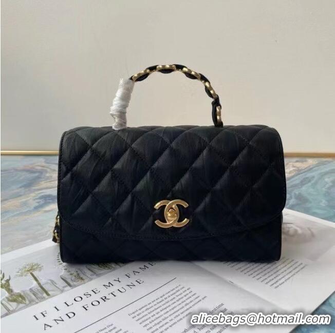 Cheapest Chanel mini flap bag with top handle AS2478 Black