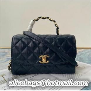 Best Product Chanel mini flap bag with top handle AS2478 Navy Blue