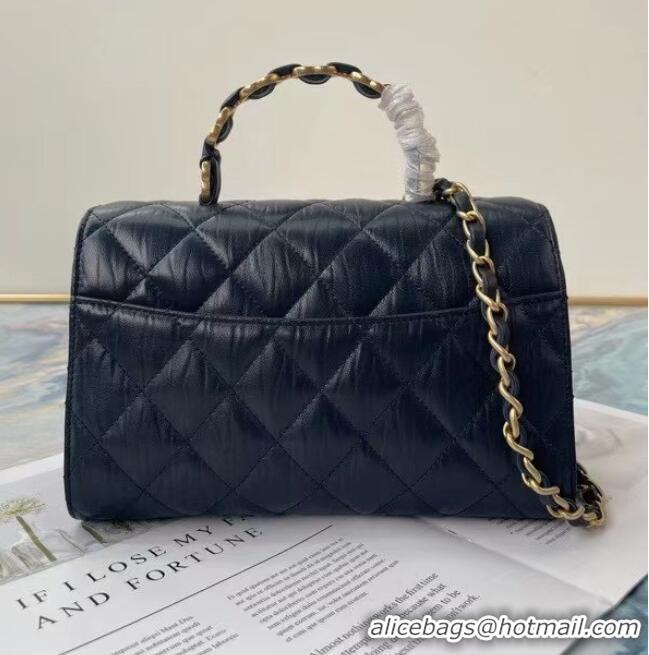 Best Product Chanel mini flap bag with top handle AS2478 Navy Blue