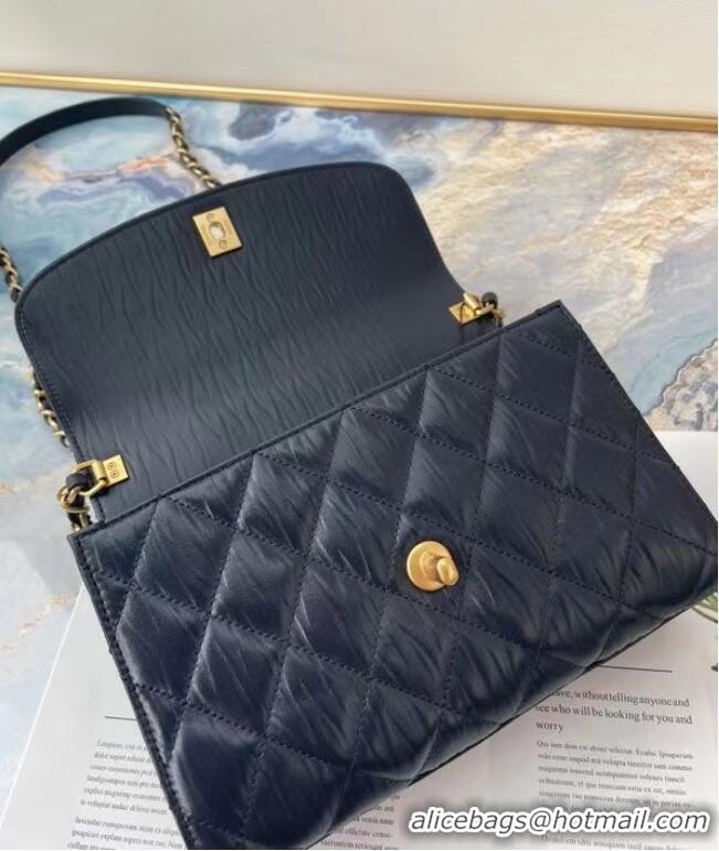 Best Product Chanel mini flap bag with top handle AS2478 Navy Blue