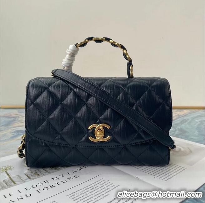 Best Product Chanel mini flap bag with top handle AS2478 Navy Blue