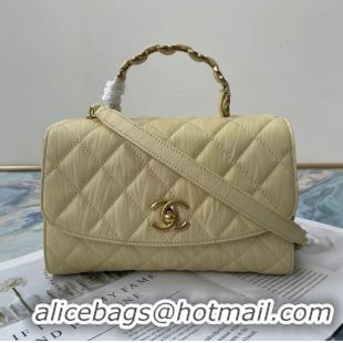 Classic Chanel mini flap bag with top handle AS2478 Cream