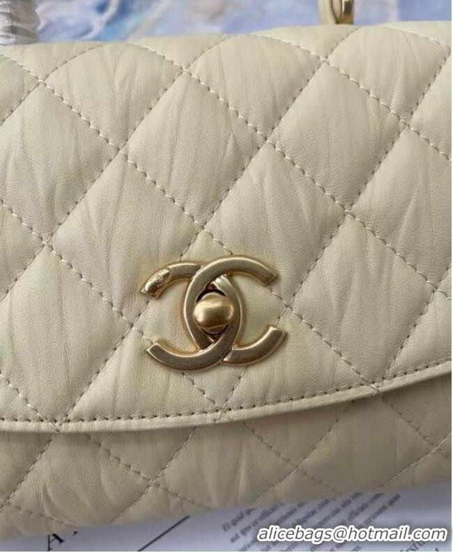 Classic Chanel mini flap bag with top handle AS2478 Cream