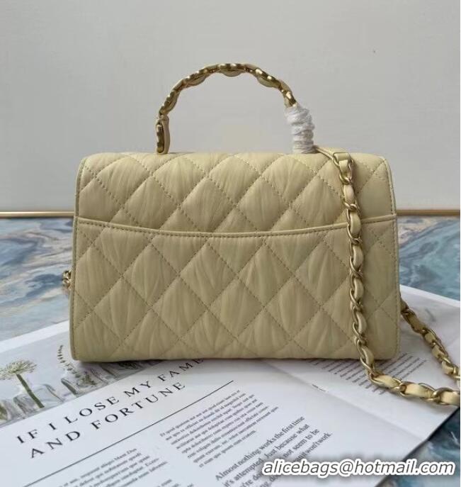 Classic Chanel mini flap bag with top handle AS2478 Cream