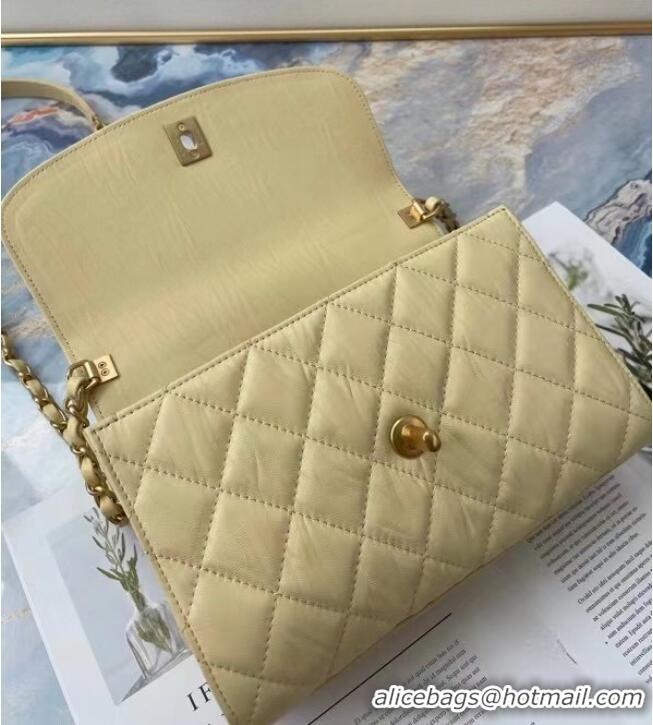 Classic Chanel mini flap bag with top handle AS2478 Cream