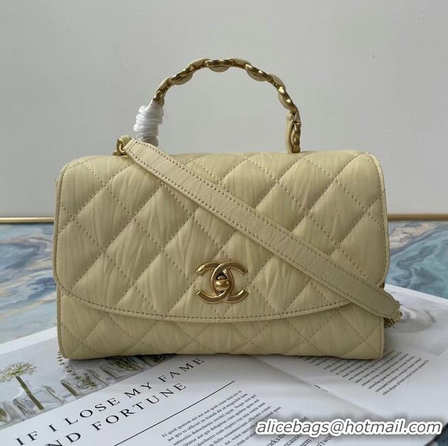 Classic Chanel mini flap bag with top handle AS2478 Cream