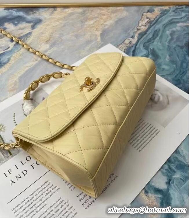 Classic Chanel mini flap bag with top handle AS2478 Cream