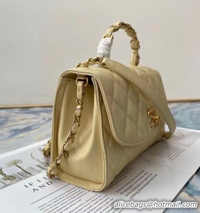 Classic Chanel mini flap bag with top handle AS2478 Cream